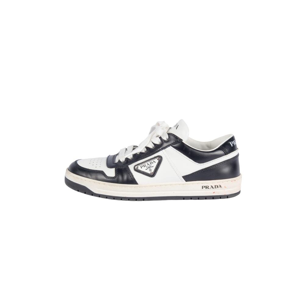 PRADA Black Leather Logo Sneakers Size 38